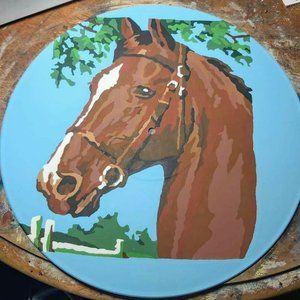 Handpainted Vinyl Record Painting ~ Horse - FRAMED